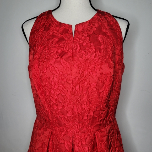 CARMEN MARC VALVO red floral holiday evening dress - Picture 8 of 8